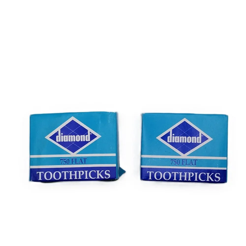 Diamond Flat Toothpicks 2 Boxes 1500 Wooden Disposable Party Kitchen